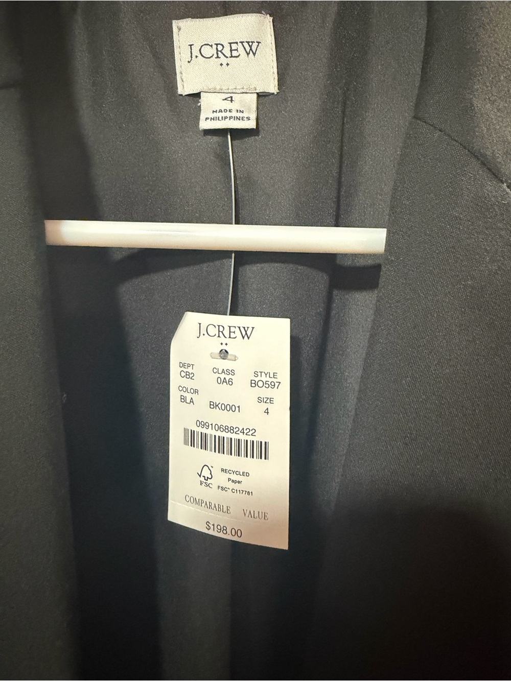 J.Crew Factory One-Button Black Blazer Size 4 NWT Stretch Career Jacket - Picture 7 of 11